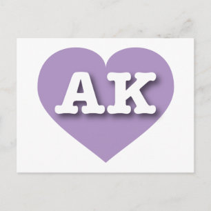 Alaska Lavender Heart - I love AK Postcard