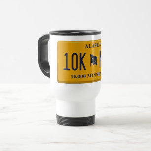 Alaska License Plate  white stainless travel mug