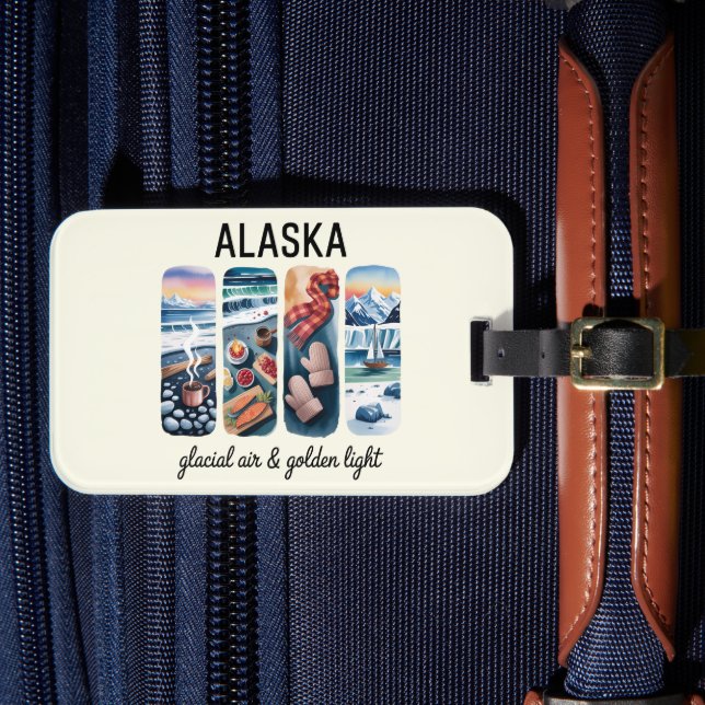 Alaska Luggage Tag – Glacial Air & Golden Light (Front Insitu 4)