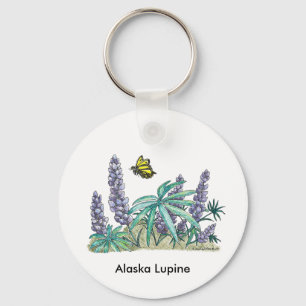 Alaska Lupine Watercolor Key Ring