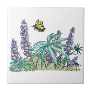 Alaska Lupine Watercolor Tile