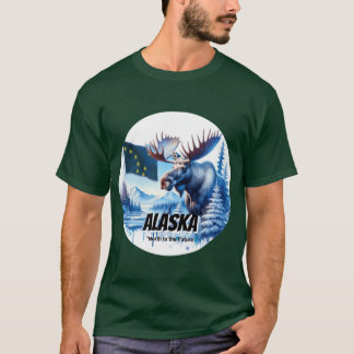 Alaska Majestic Moose Legacy State Animal Watercol T-Shirt