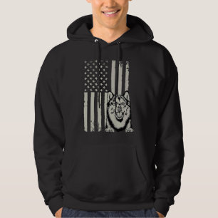 Alaska Malamute Dog US State Flag Retro Fan Alaska Hoodie