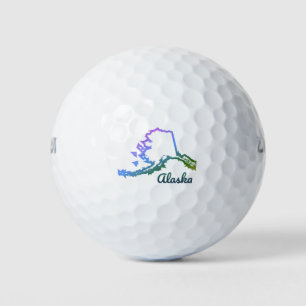 Alaska Map Colourful Line National Park Golf Balls