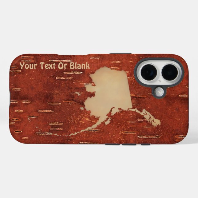 Alaska Map On Inner Birch Bark Case-Mate iPhone Case (Back (Horizontal))