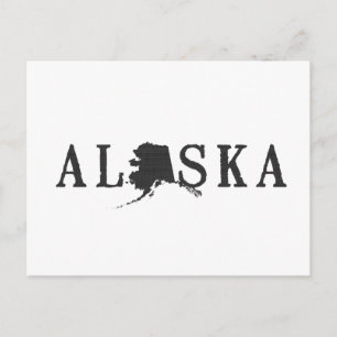 Alaska Map Shaped Letter State Word Art Black Postcard
