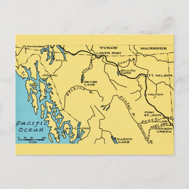 Alaska Map Vintage Postcard  (Front)