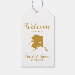 Alaska Map Wedding Welcome Bag Gold Gift Tags