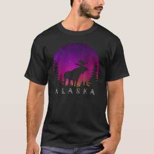 Alaska Moose Aurora Borealis Alaskan Landscape Ph T-Shirt