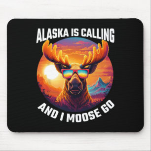 Alaska Moose Tourist Travel Funny Moose Adventure Mouse Mat