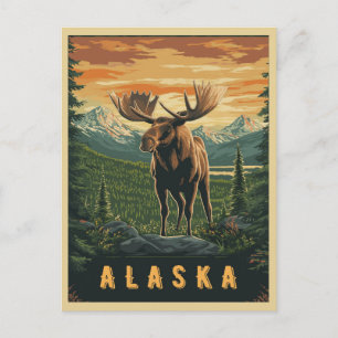 Alaska Moose - Vintage Wilderness  Postcard