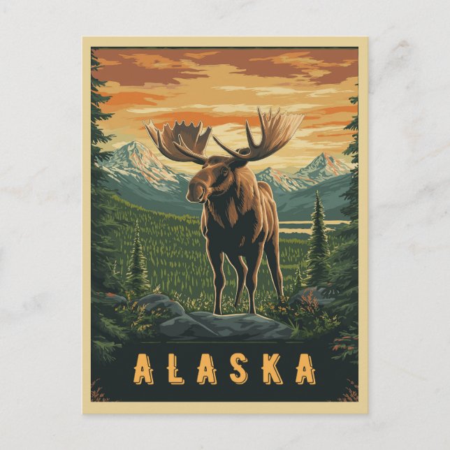 Alaska Moose - Vintage Wilderness  Postcard (Front)