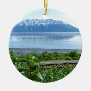Alaska Mountain along Turnagain Arm Ceramic Tree Decoration