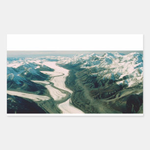 Alaska Mountain Range-Aerial View Rectangular Sticker
