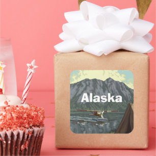 Alaska Mountain Square Sticker