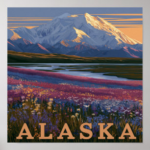Alaska Mountain Sunset Poster