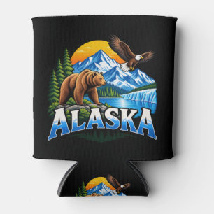 Alaska Mountains and Bear  Can Cooler
