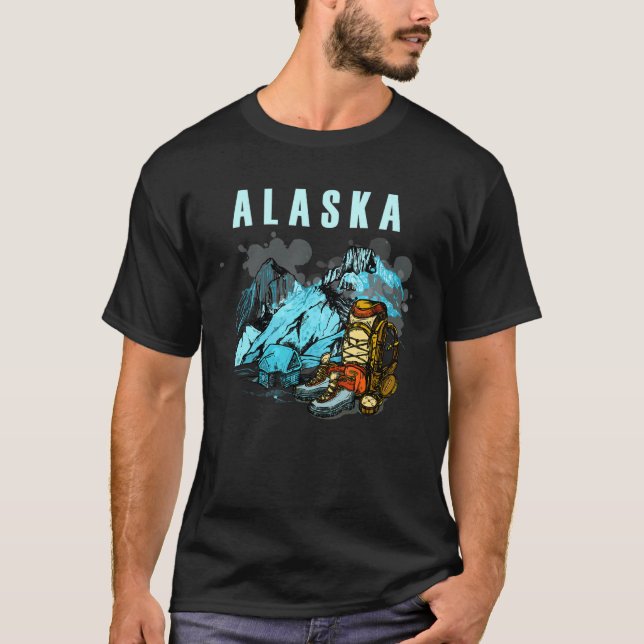 Alaska Mountains and Hikers Tourism vacation outfi T-Shirt (Front)
