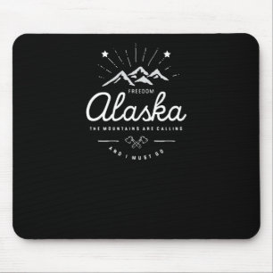 Alaska Mountains are Calling I Must Go Mono Dark Mouse Mat