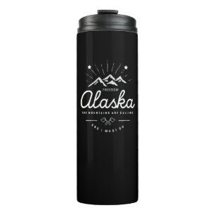 Alaska Mountains are Calling I Must Go Mono Dark Thermal Tumbler