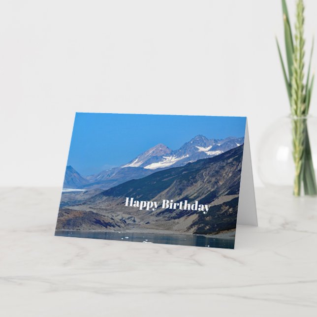 Alaska Mountains Ocean Scenic Photo Birthday Card (Front)