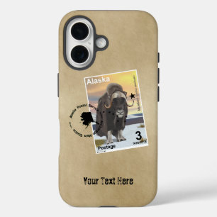 Alaska Muskox Postage Stamp Souvenir iPhone 16 Case