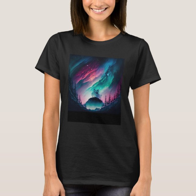 Alaska Northern Lights Aurora Borealis T-Shirt (Front)
