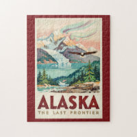 Alaska Northern Lights Bald Eagle Illustration