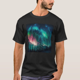 Alaska Northern Lights in the Forest T-Shirt