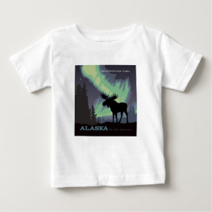 Alaska Northern Lights Moose Baby T-Shirt