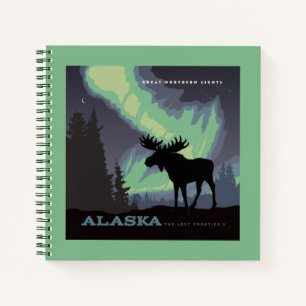 Alaska   Northern Lights Moose Notebook