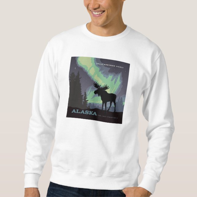 Alaska | Northern Lights Moose Sweatshirt (Front)