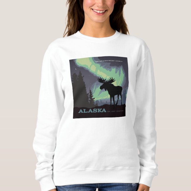 Alaska | Northern Lights Moose Sweatshirt (Front)