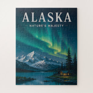✨ Alaska Northern Lights Mountain Night 🌌 Jigsaw Puzzle