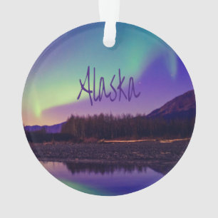 Alaska Northern Lights Mountains Lake Ornament