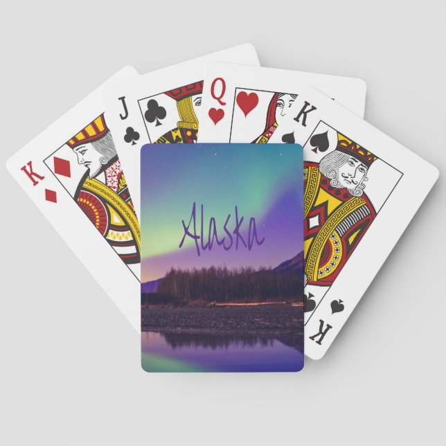 Alaska Northern Lights Mountains Lake Playing Cards (Back)