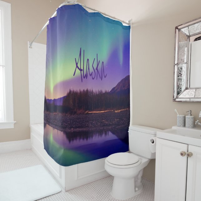 Alaska Northern Lights Mountains Lake Shower Curtain (In Situ)