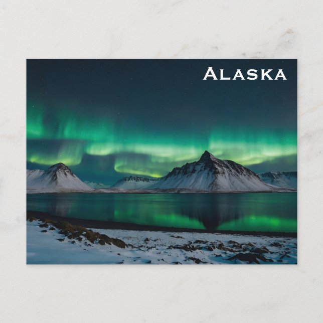 Alaska Northern Lights Travel Photo Postcard (Front)