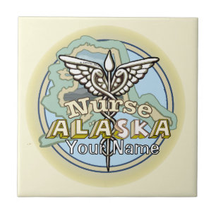 Alaska Nurse Caduceus Tile
