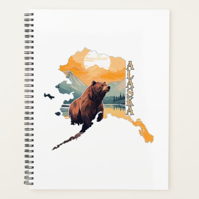 Alaska Outline Bear and Mountains Planner (Front)