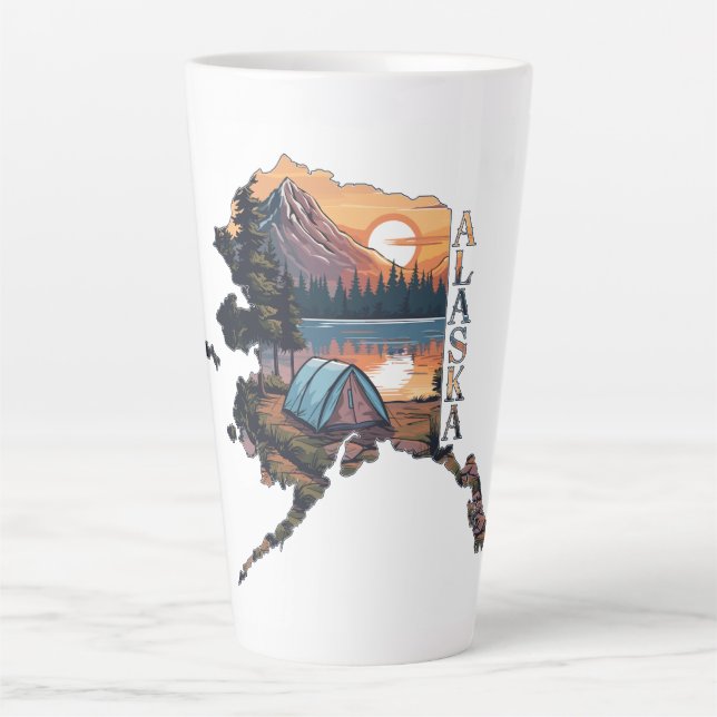 Alaska Outline Camping Latte Mug (Front)