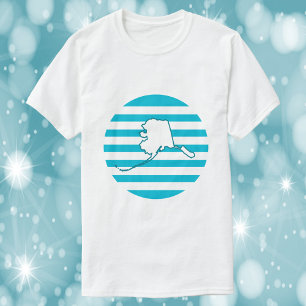 Alaska Outline Retro Blue Circle T-Shirt