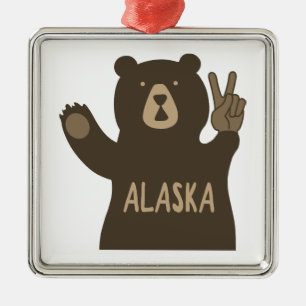 Alaska Peace Bear Metal Tree Decoration