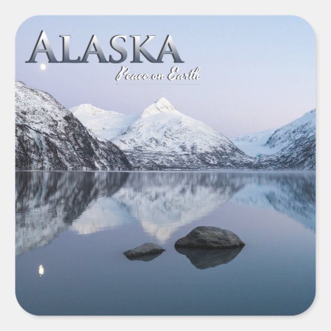 Alaska Peace on Earth Square Sticker (Front)