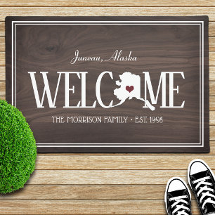 Alaska Personalised Woodgrain Welcome Doormat
