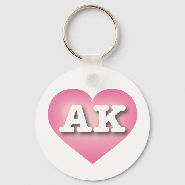Alaska Pink Fade Heart - I love AK Key Ring (Front)