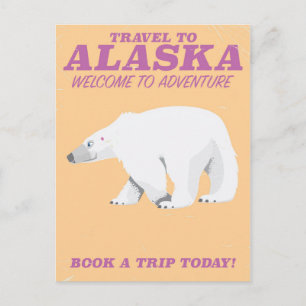 Alaska Polar Bear vintage travel poster Postcard
