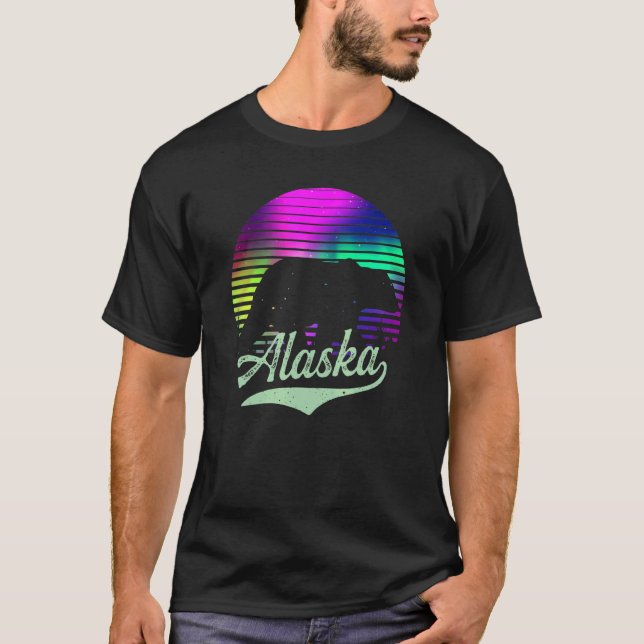 Alaska Polar Lights Wild Bear Viewing Northern Vac T-Shirt (Front)
