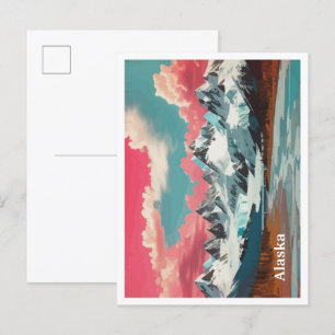 Alaska Pop Art Travel Illustration Postcard