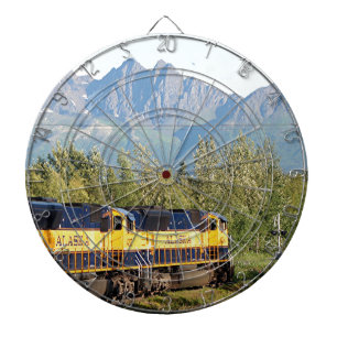 Alaska Railroad locomotive engine & mountains Dartboard